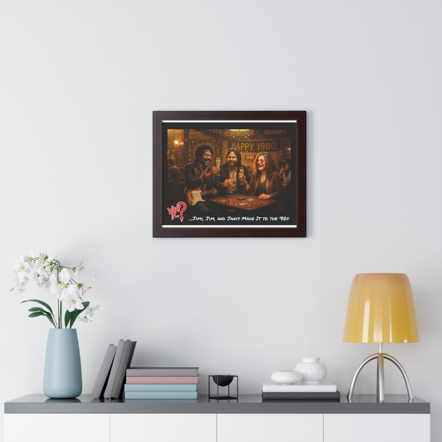 Jimi Jim Janis Alternate Ending Framed Poster (Walnut) | What If Music | Wall Art