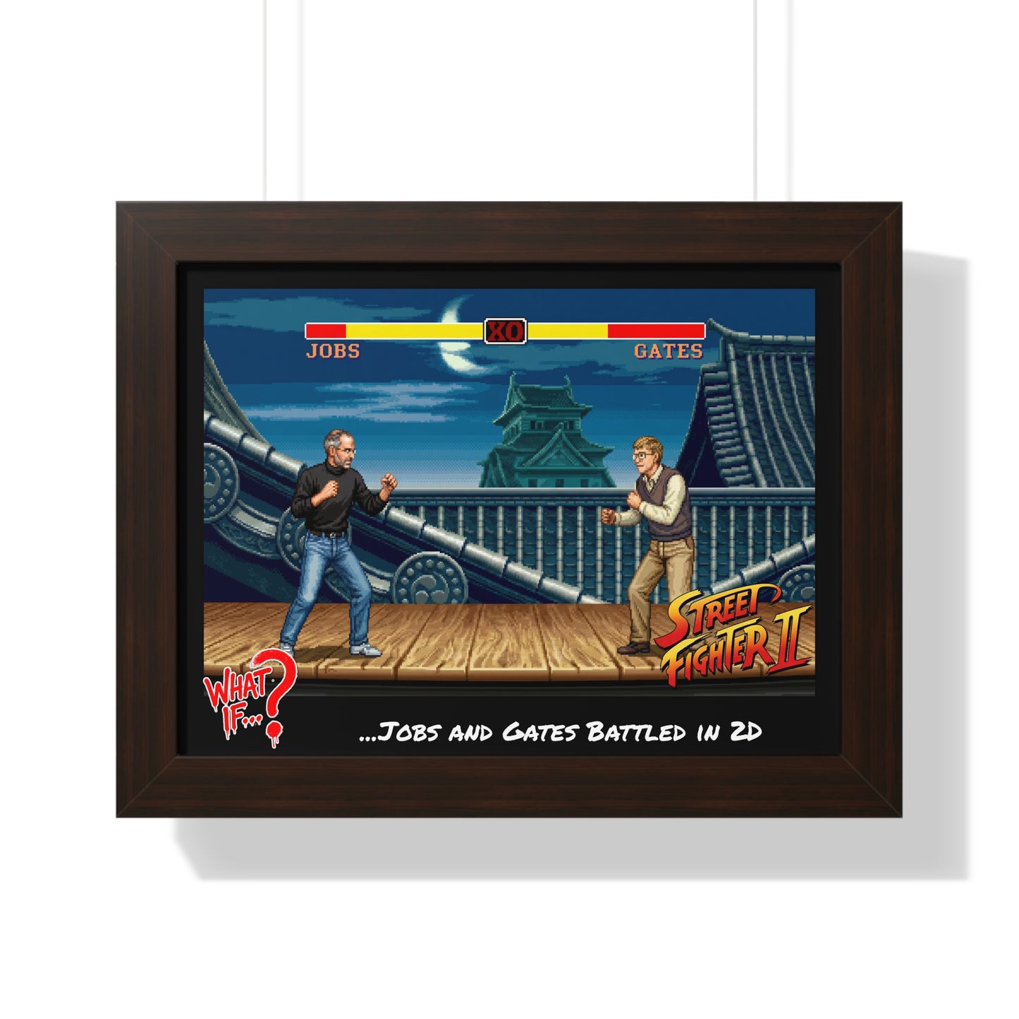 Steve vs Bill Alternate Ending Framed Poster (Walnut) | What If Culture | Wall Art