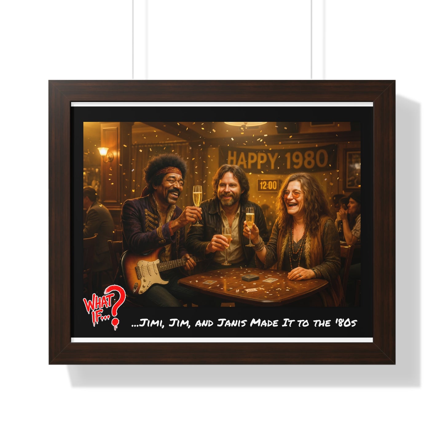 Jimi Jim Janis Alternate Ending Framed Poster (Walnut) | What If Music | Wall Art