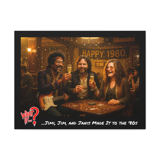 Jimi Jim Janis Alternate Reality Stretched Canvas | What If Music | Wall Art