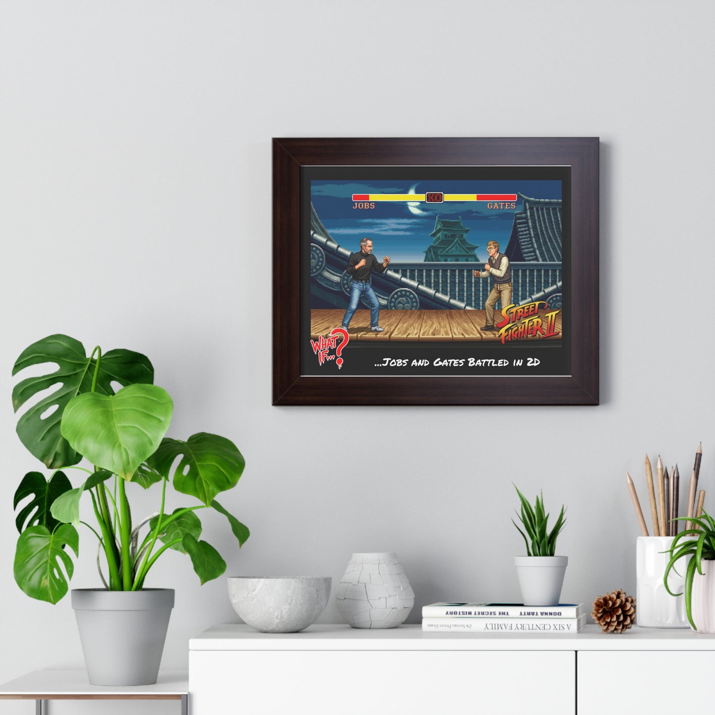 Steve vs Bill Alternate Ending Framed Poster (Walnut) | What If Culture | Wall Art