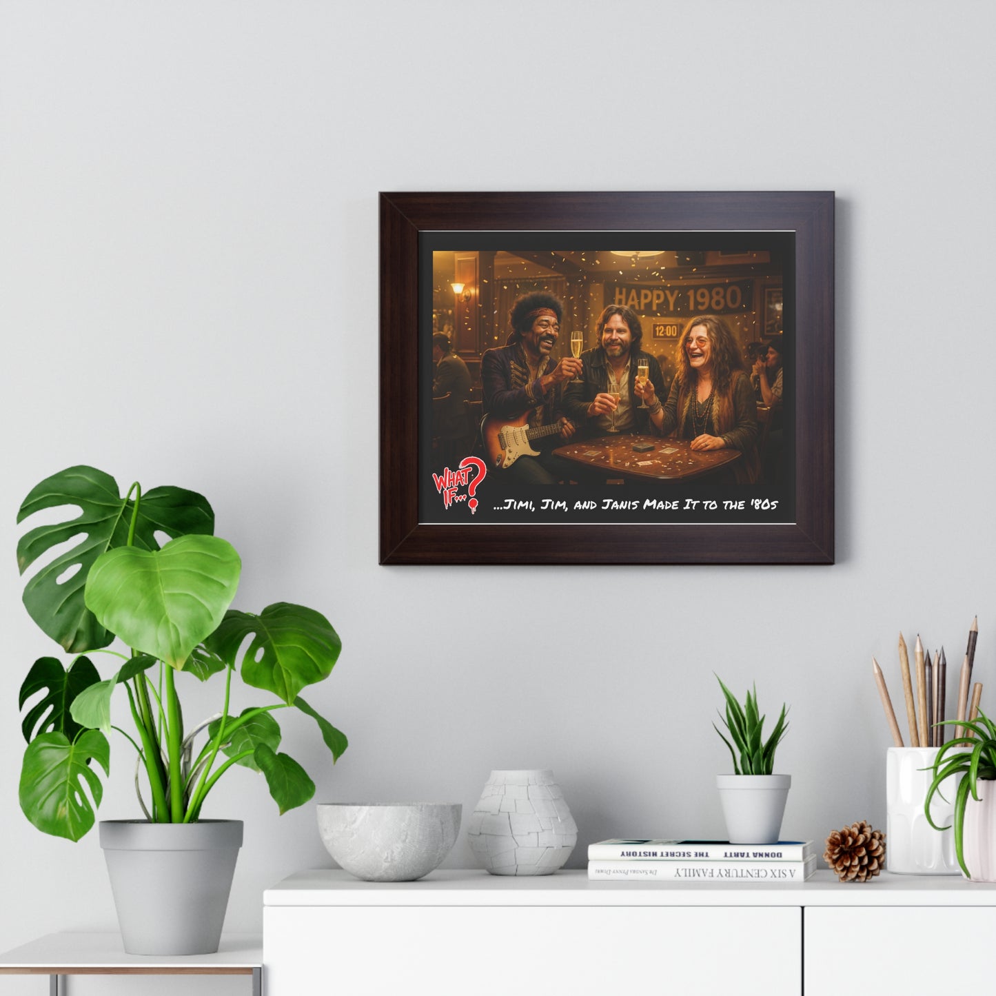 Jimi Jim Janis Alternate Ending Framed Poster (Walnut) | What If Music | Wall Art
