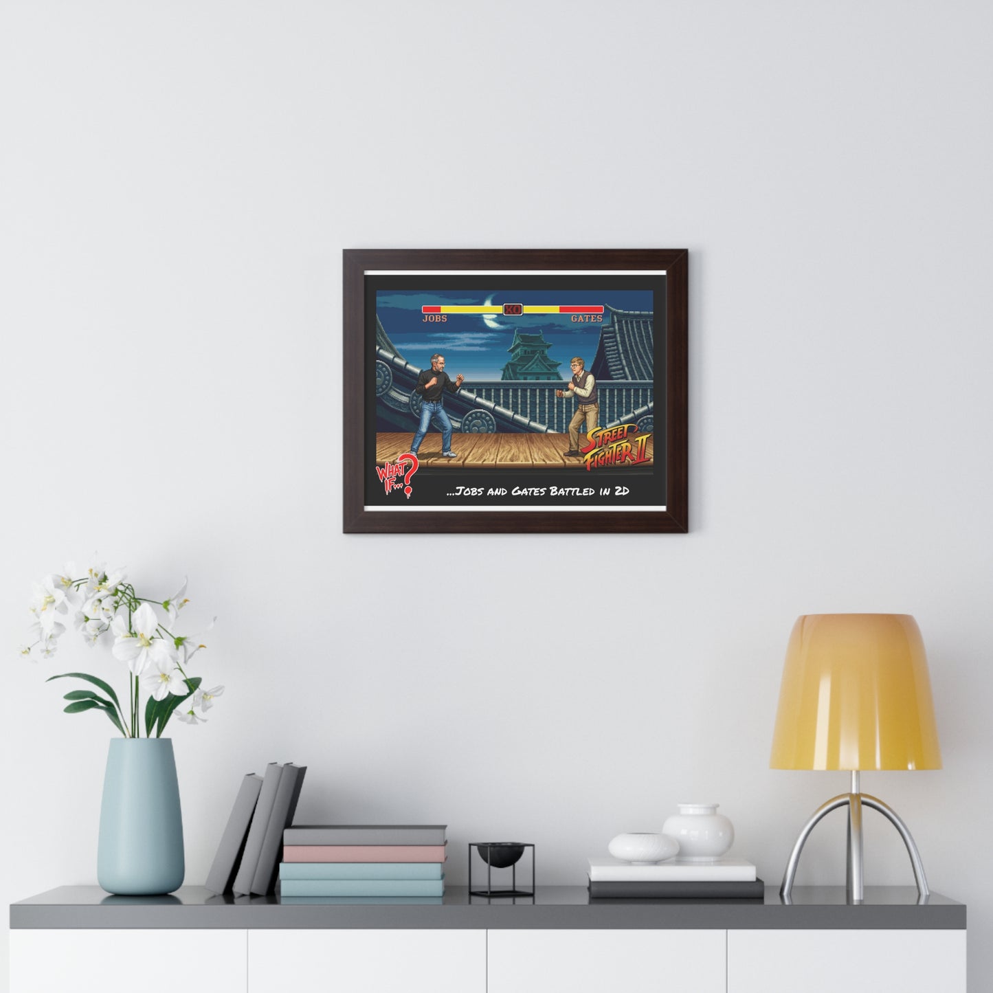 Steve vs Bill Alternate Ending Framed Poster (Walnut) | What If Culture | Wall Art