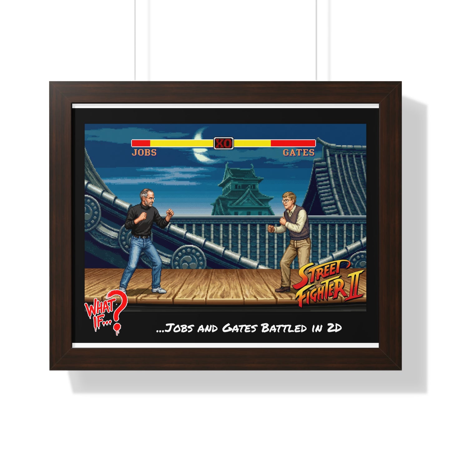 Steve vs Bill Alternate Ending Framed Poster (Walnut) | What If Culture | Wall Art