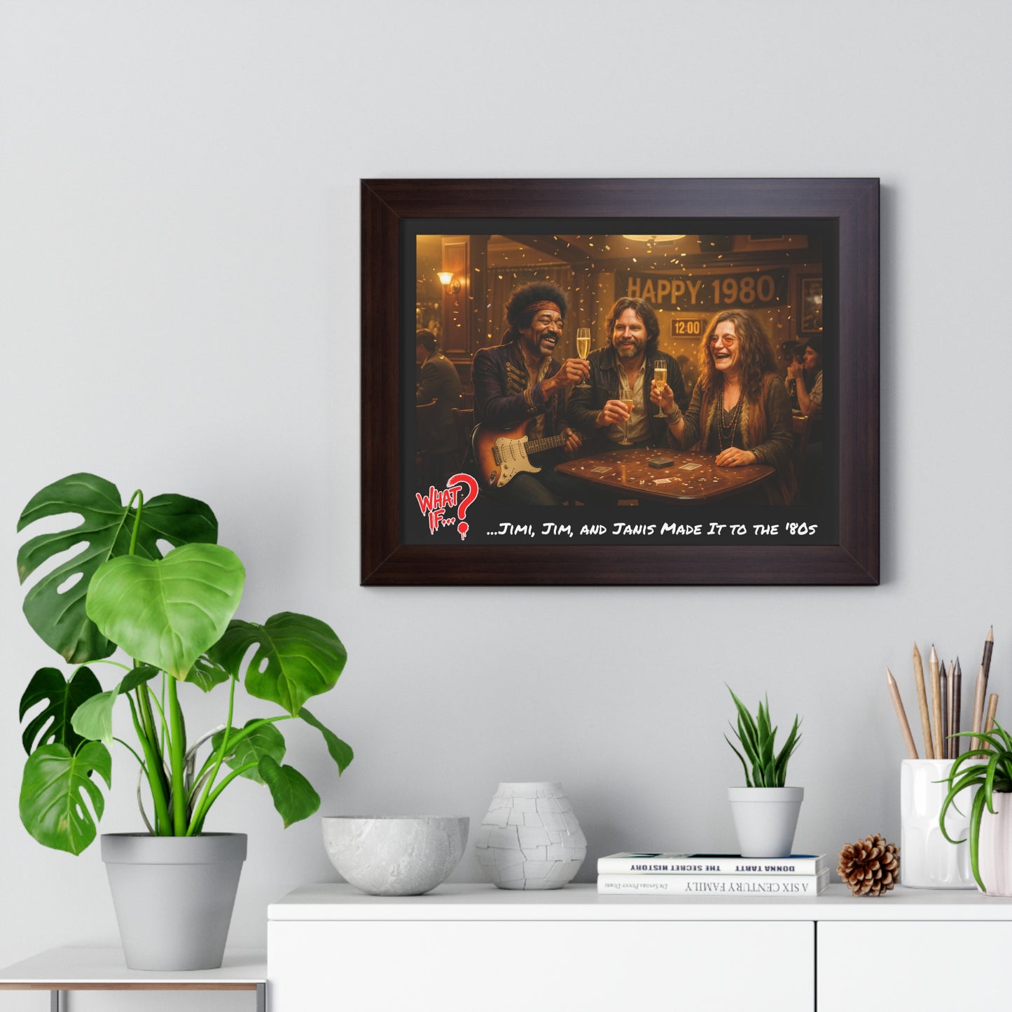 Jimi Jim Janis Alternate Ending Framed Poster (Walnut) | What If Music | Wall Art