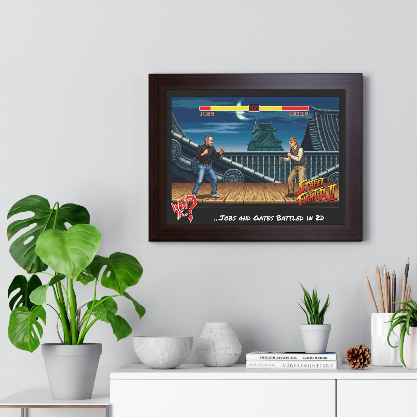 Steve vs Bill Alternate Ending Framed Poster (Walnut) | What If Culture | Wall Art