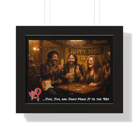Jimi Jim Janis Alternate Ending Framed Poster (Black) | What If Music | Wall Art